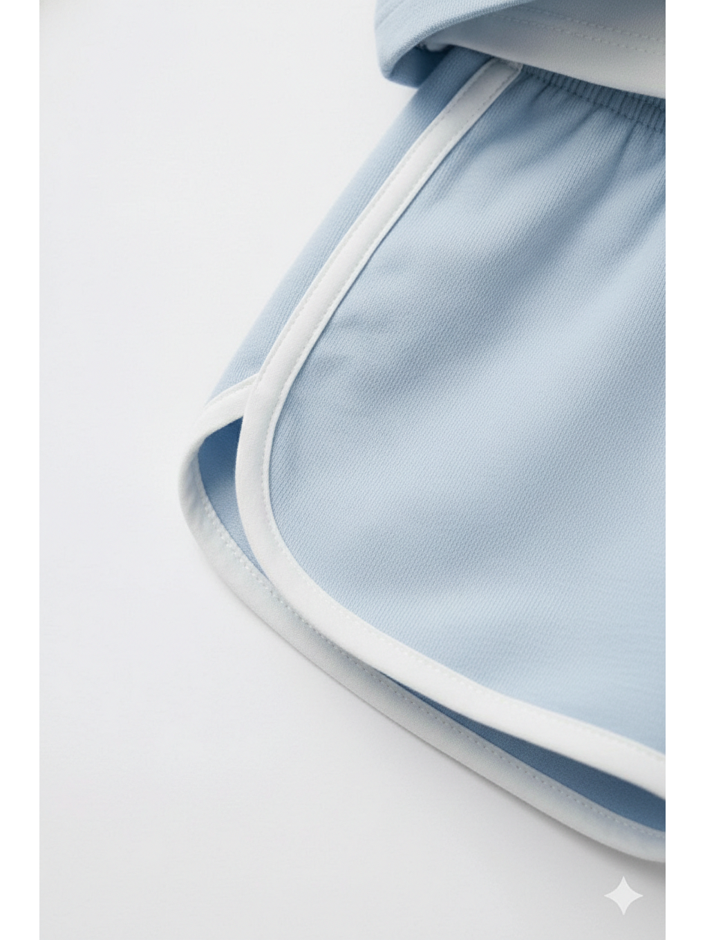 Kız Çocuk Pamuklu Mavi Baskılı T-Shirt Ve Şort Takım - Kontrast Şerit Detaylı-3