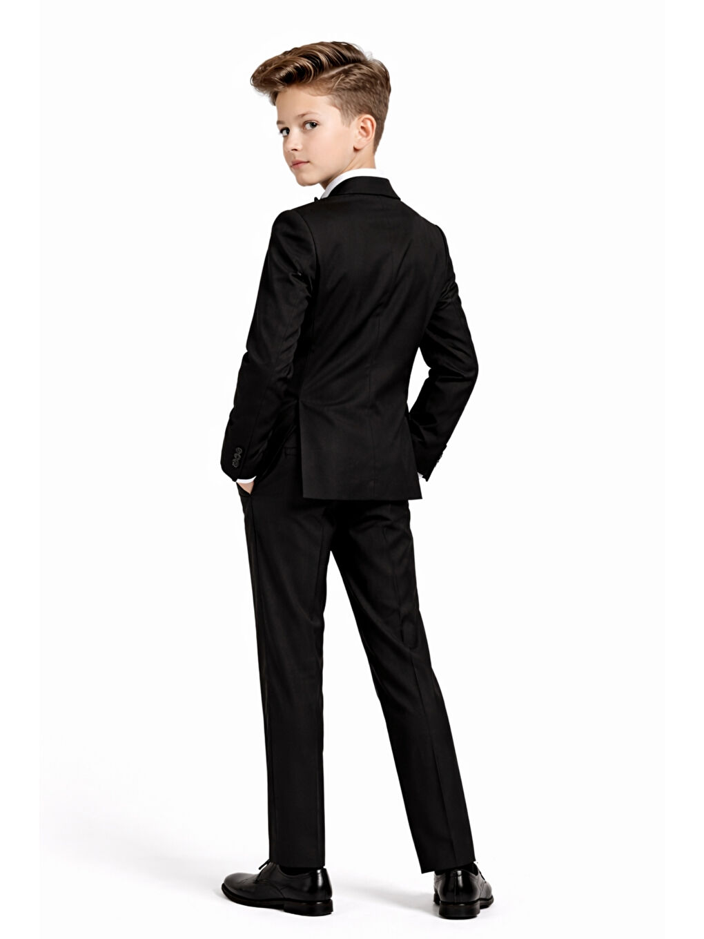 Siyah Erkek Çocuk Slim Fit Premium Damatlık Smokin Takım Elbise Ak4000-5