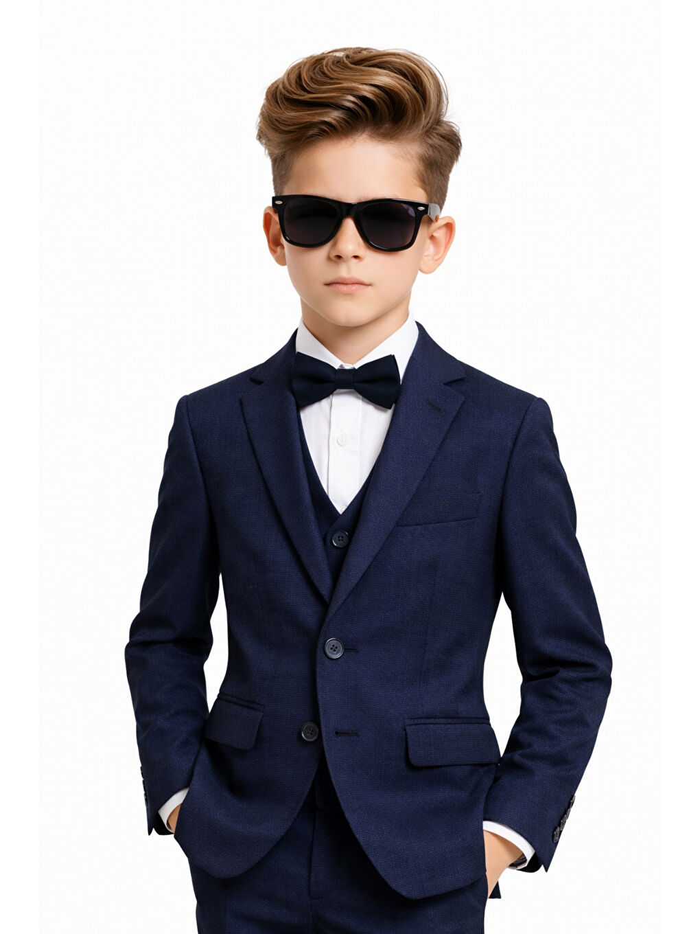 Lacivert Erkek Çocuk Slim Fit Premium Damatlık Smokin Takım Elbise Ak4000-3