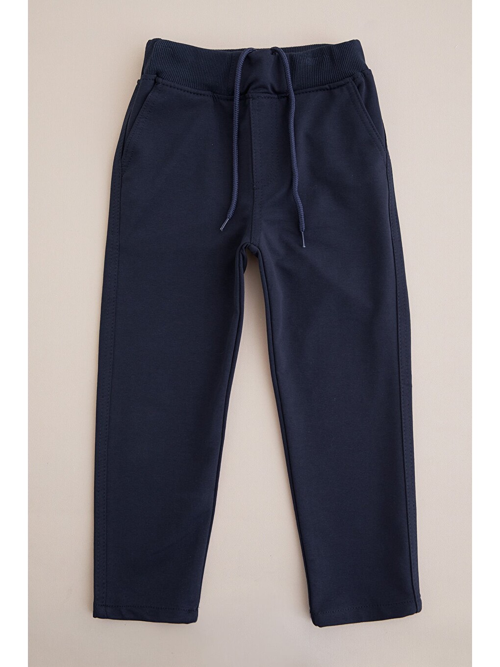 Lacivert Beli Bağcıklı Penye Kumaş Unisex Çocuk Pantolon-2