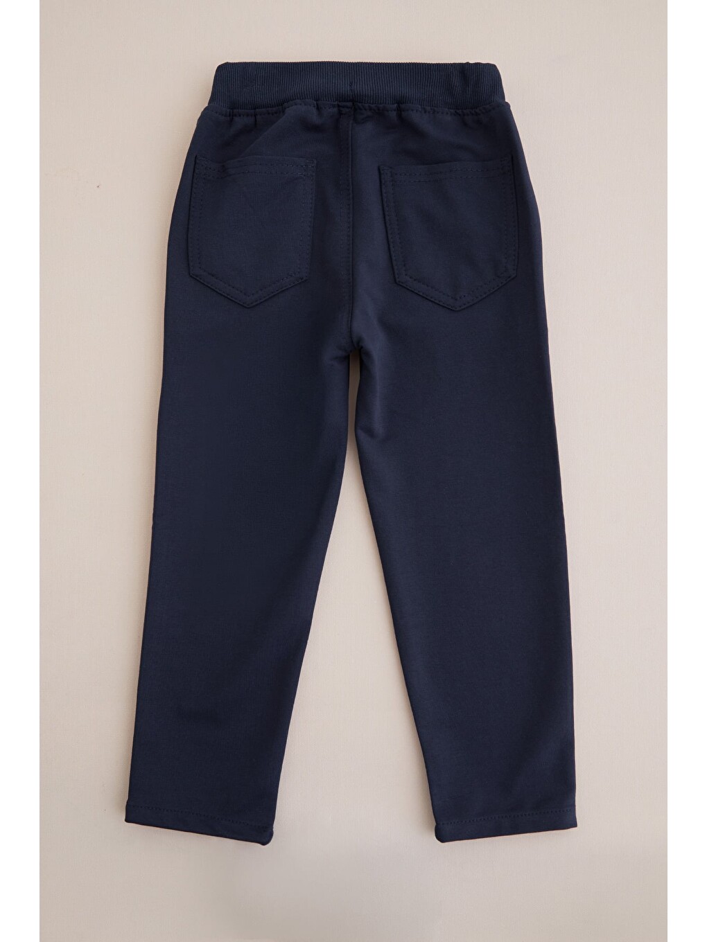 Lacivert Beli Bağcıklı Penye Kumaş Unisex Çocuk Pantolon-3
