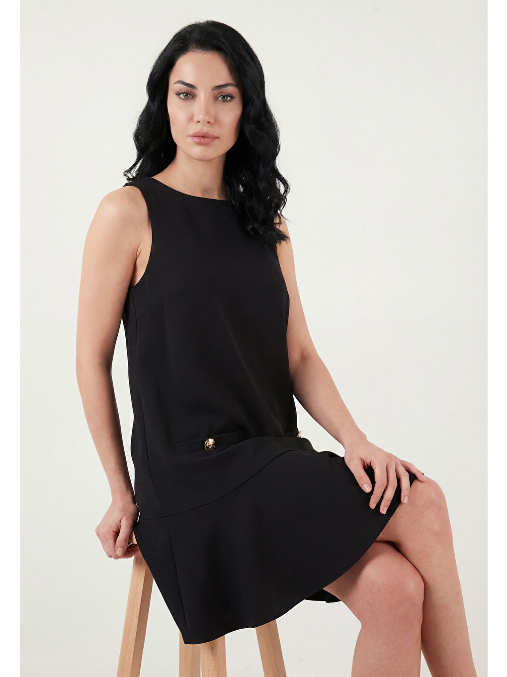 Siyah Kolsuz Mini Boy Cepli Elbise 6525734-2