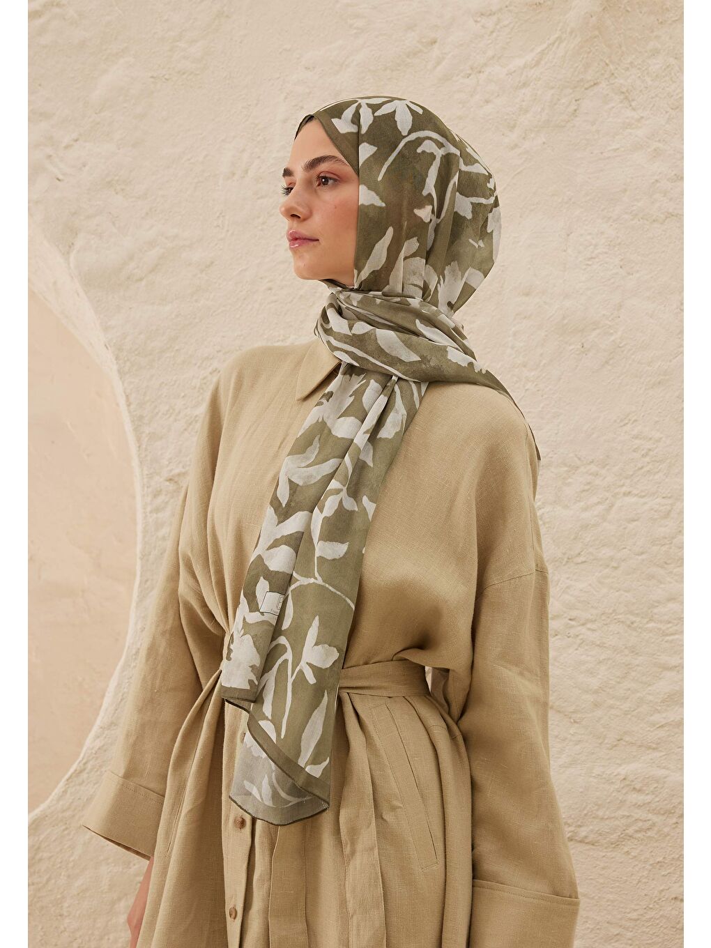 Petunia Desen Rami Şal Haki-1