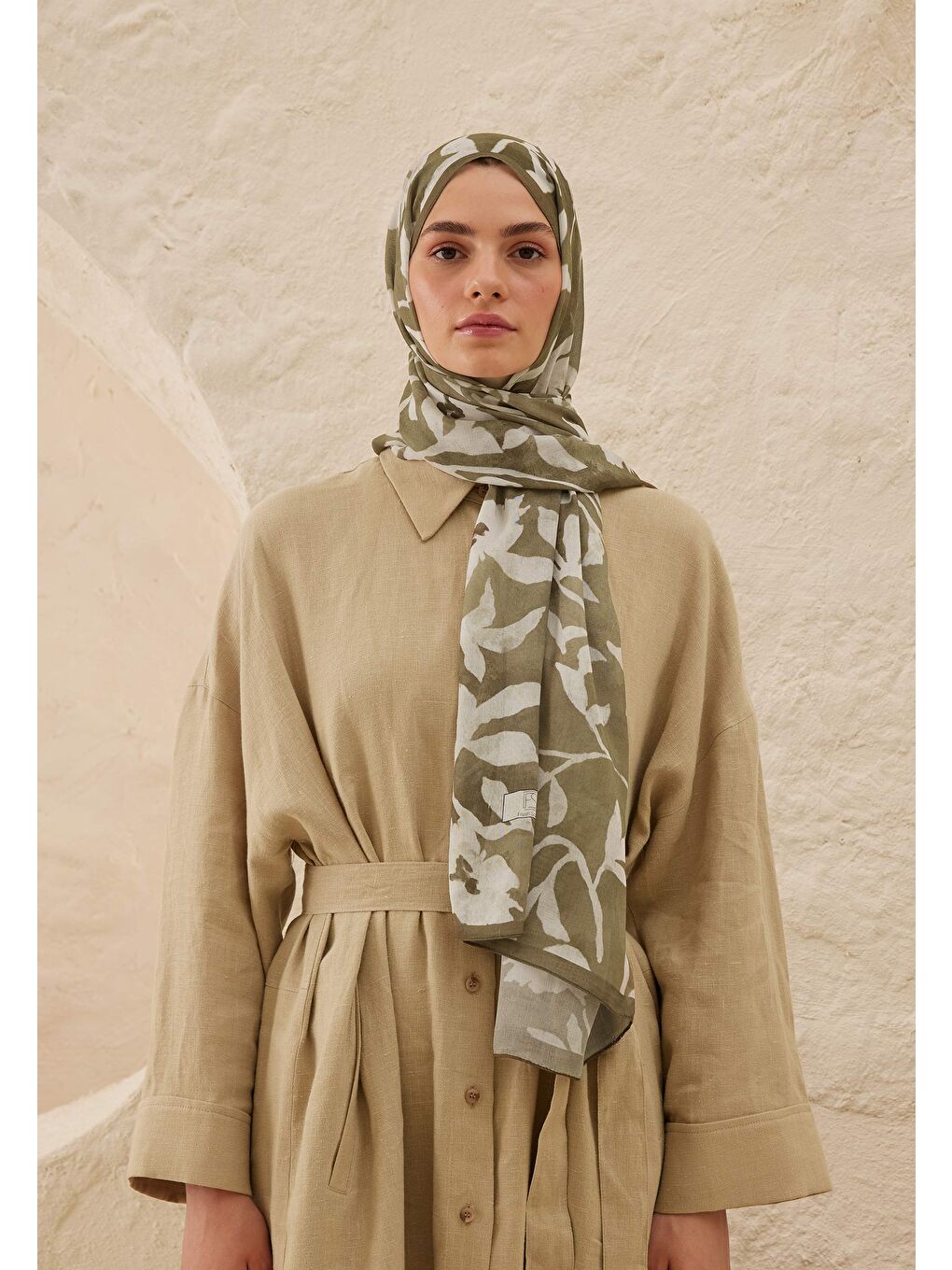 Petunia Desen Rami Şal Haki-2