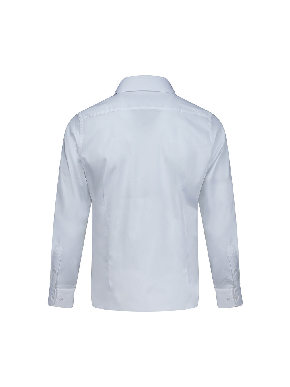 Beyaz Slim Fit Açık İtalyan Yaka Pamuklu Saten Uzun Kollu Gömlek-1