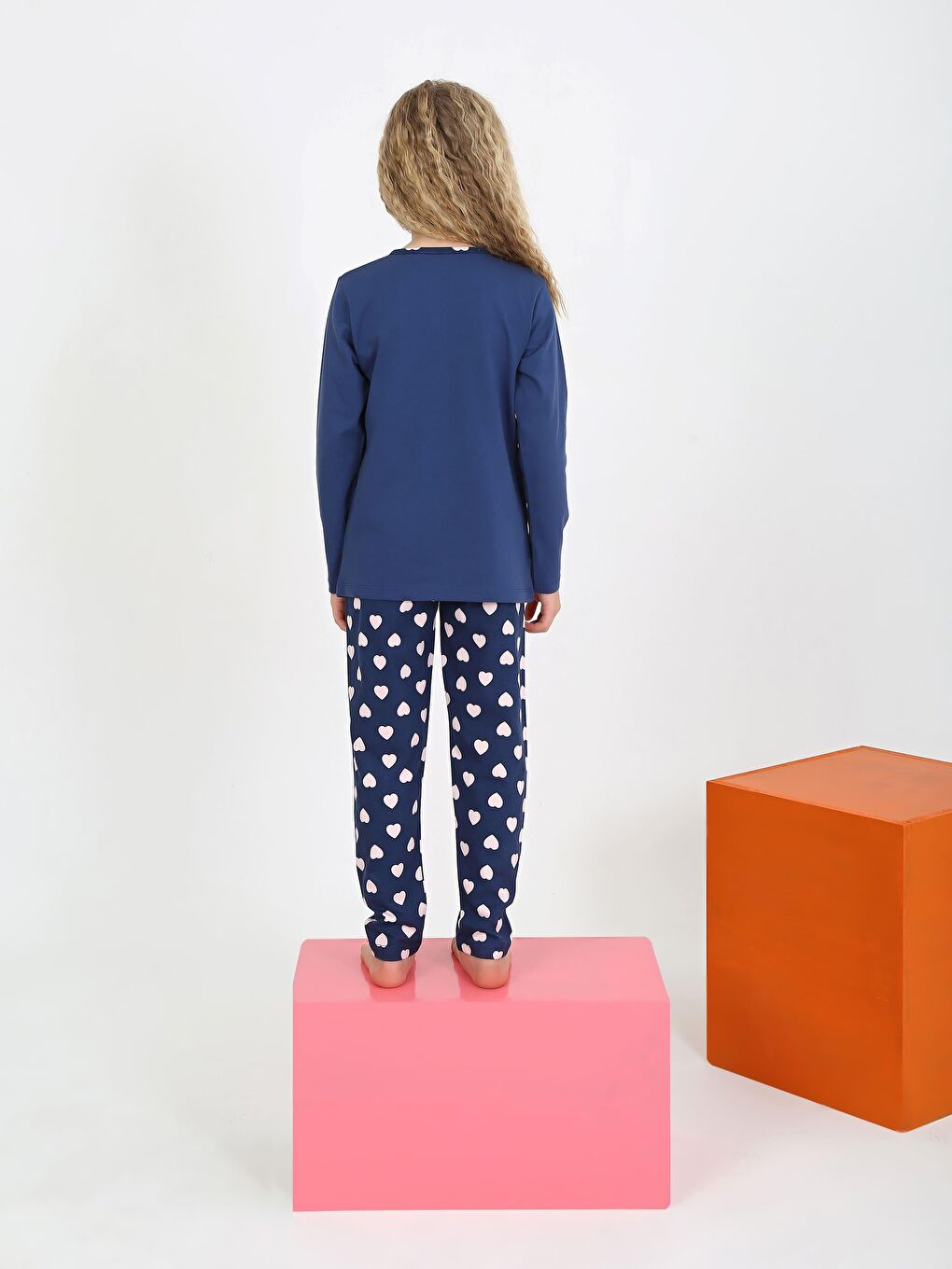 İndigo Kız Çocuk Uzun Kollu %100 Pamuklu Düğme Detaylı Pijama Takımı Je T'aime-2