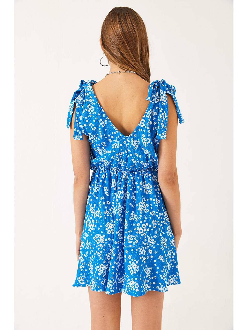 Mavi Kadın Yazlık Çiçekli Viskon Elbise-7