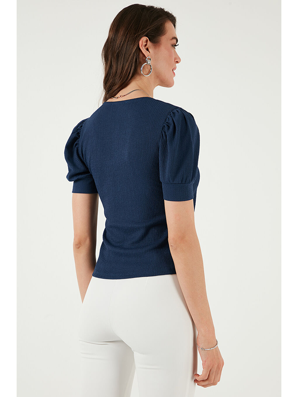 Lela Indigo Kol Detaylı Kare Yaka Bluz 5869002 - 6