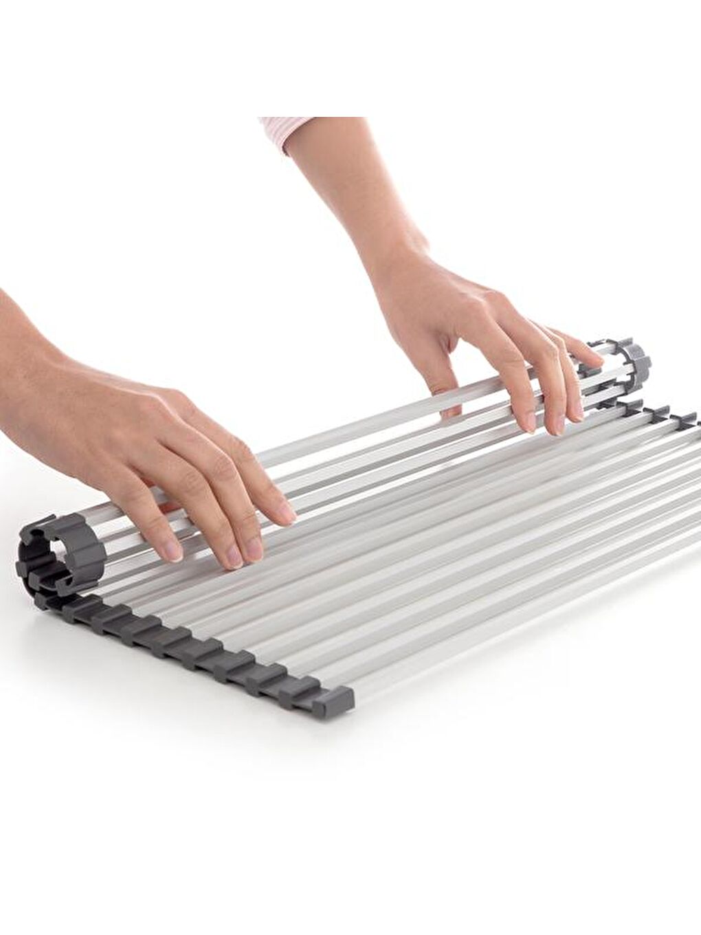 Lavabo Üstü Katlanabilen Mutfak Rafı - Gri-8