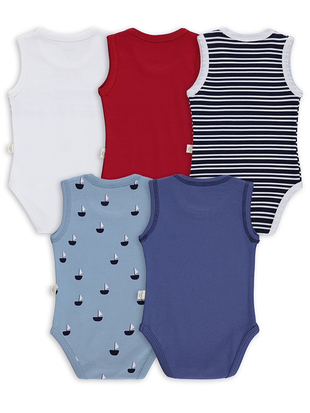 Baby Yelken Empirmeli 5 Li 1-36 Ay Çıtçıtlı Badi - Mavi-6