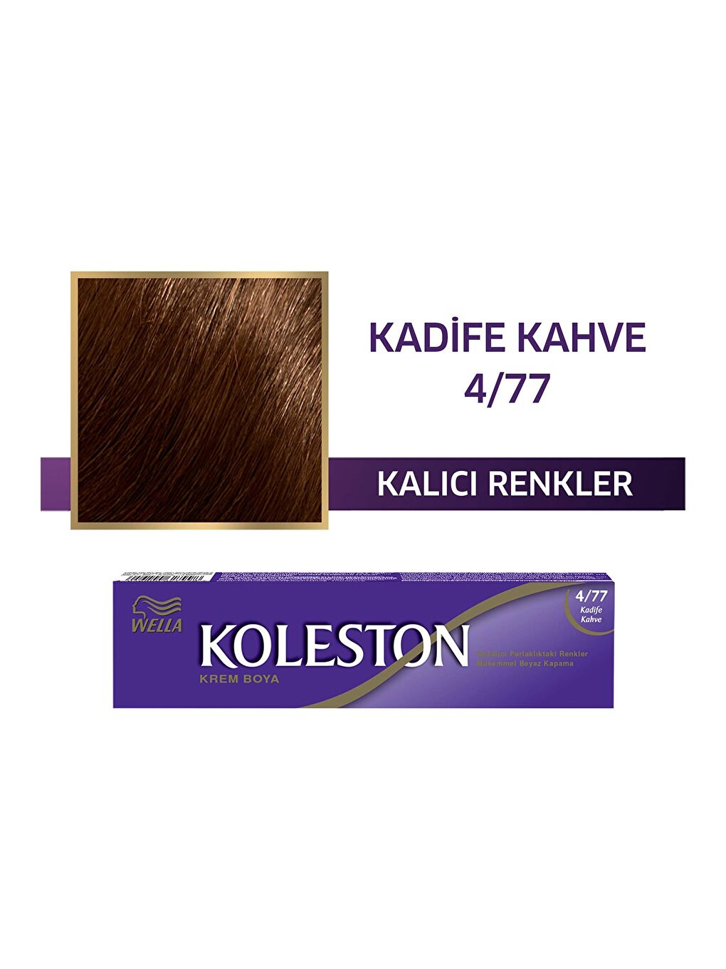 Wella Renksiz Koleston Single Tüp Boya 4/77 Kadife Kahve - 1