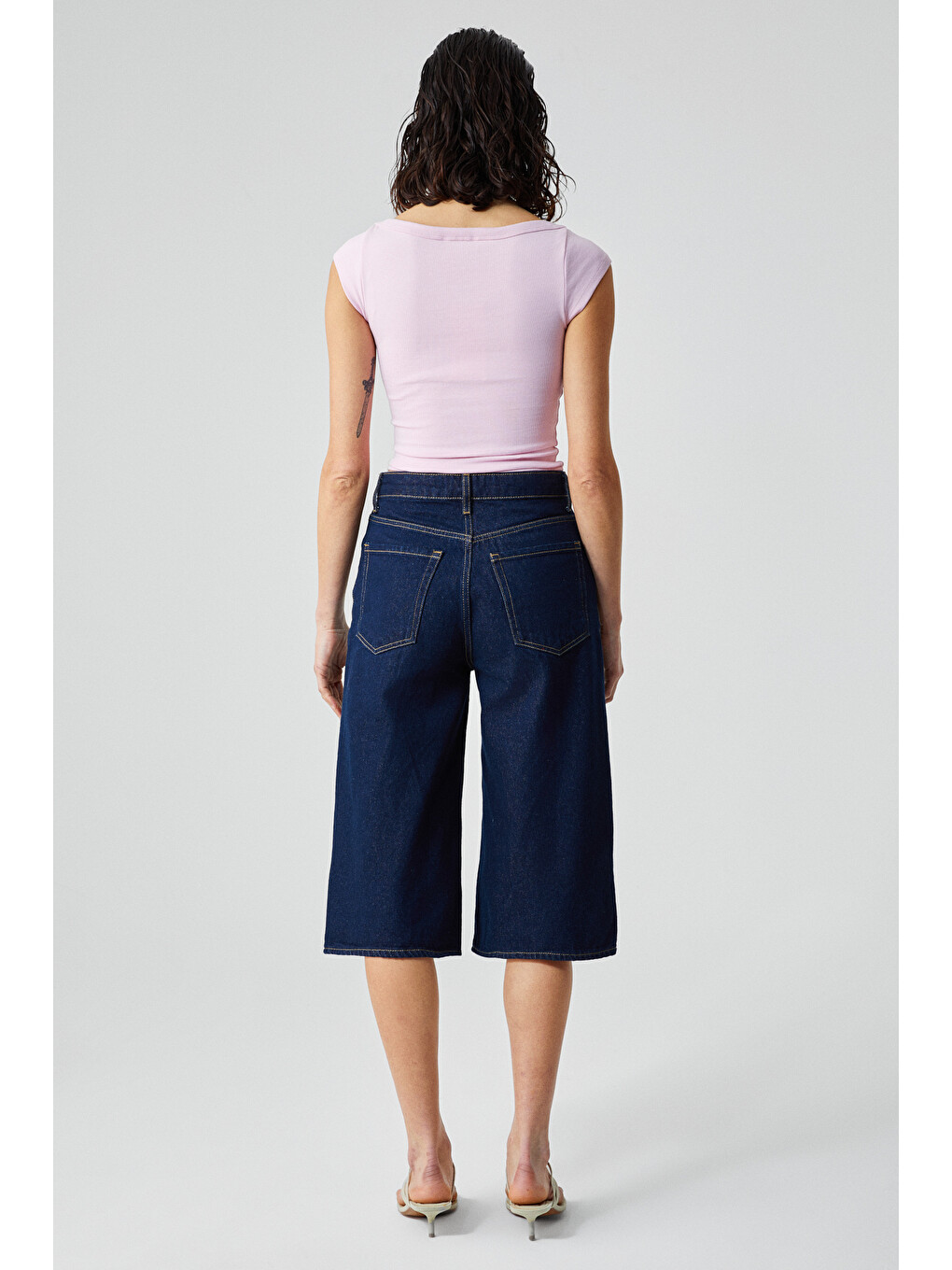 Pembe NOEMI Kadın Balerin Yaka Kısa Kol Slim Fit Ribanalı PEMBE Bluz-4