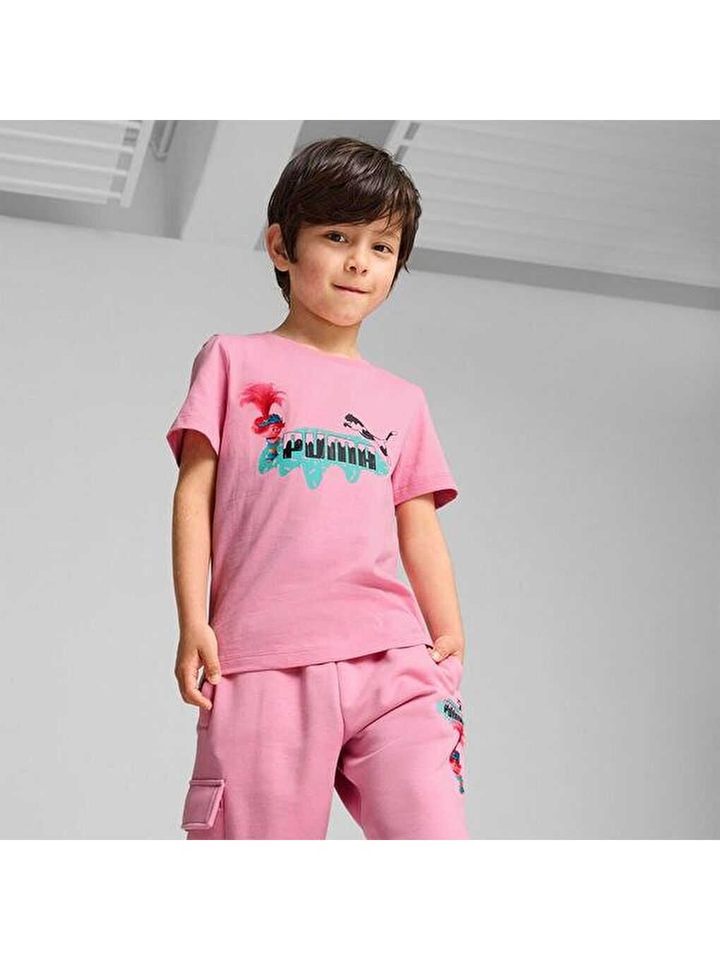 Puma X Trolls Erkek Çocuk Pembe Tişört