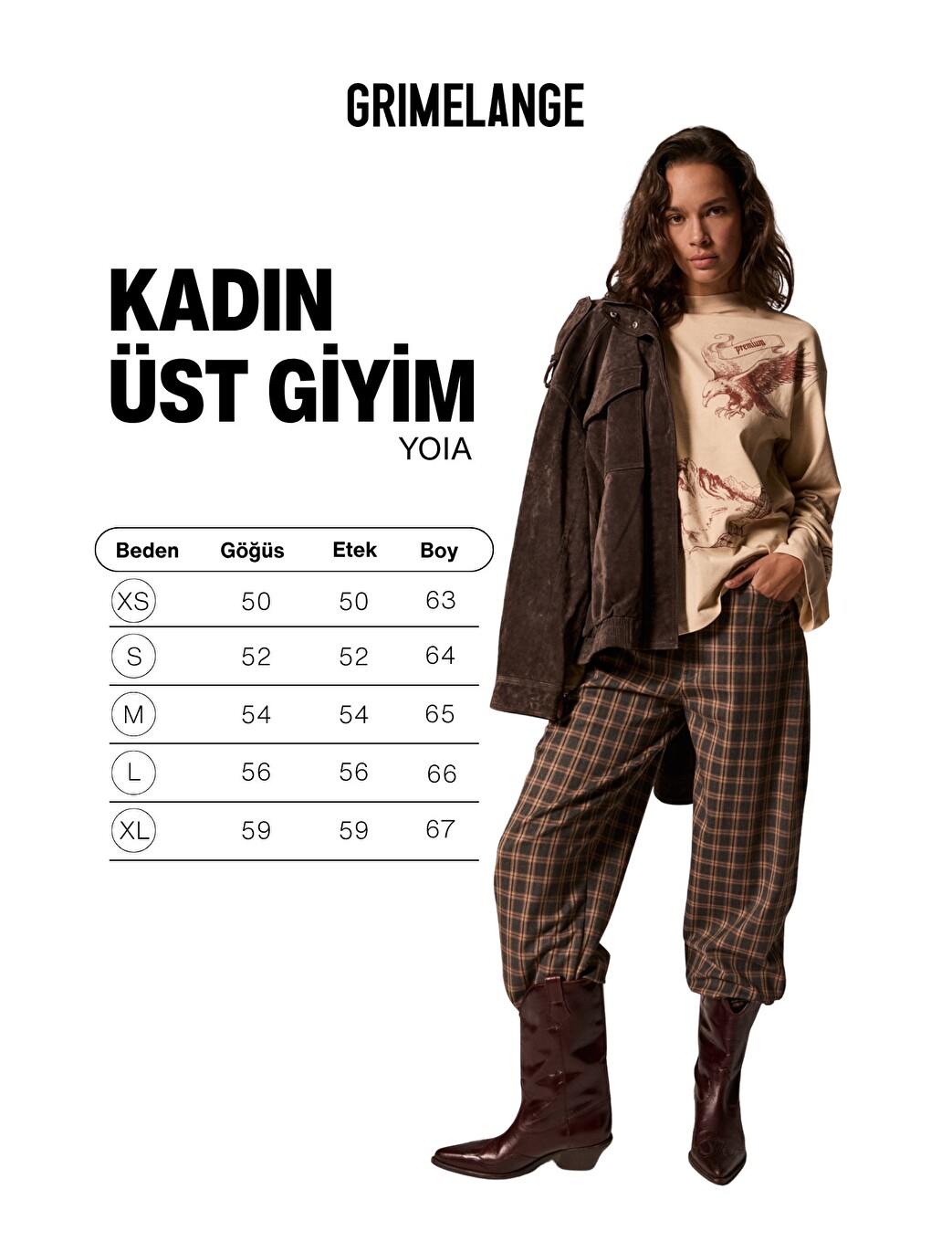 Yoıa Kadın Organik Pamuklu Uzun Kollu Baskılı Bej T-shirt-5