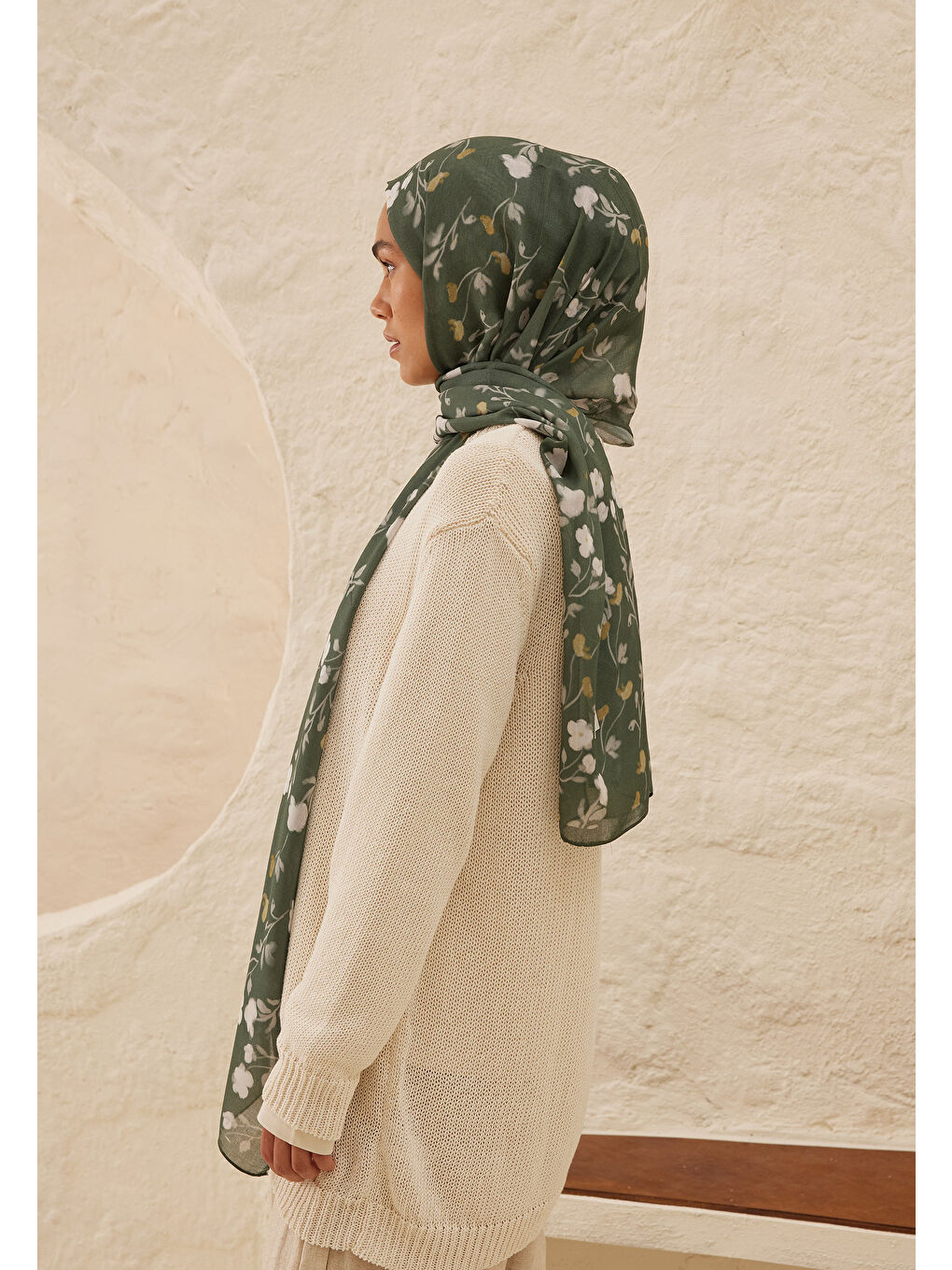 Yeşil Soft Flowers  Desen Rami Şal Yaprak-2