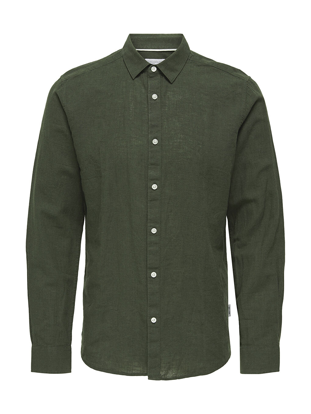 Haki Onscaiden Keten ve Pamuk Karışımlı Slim Fit Gömlek 22012321