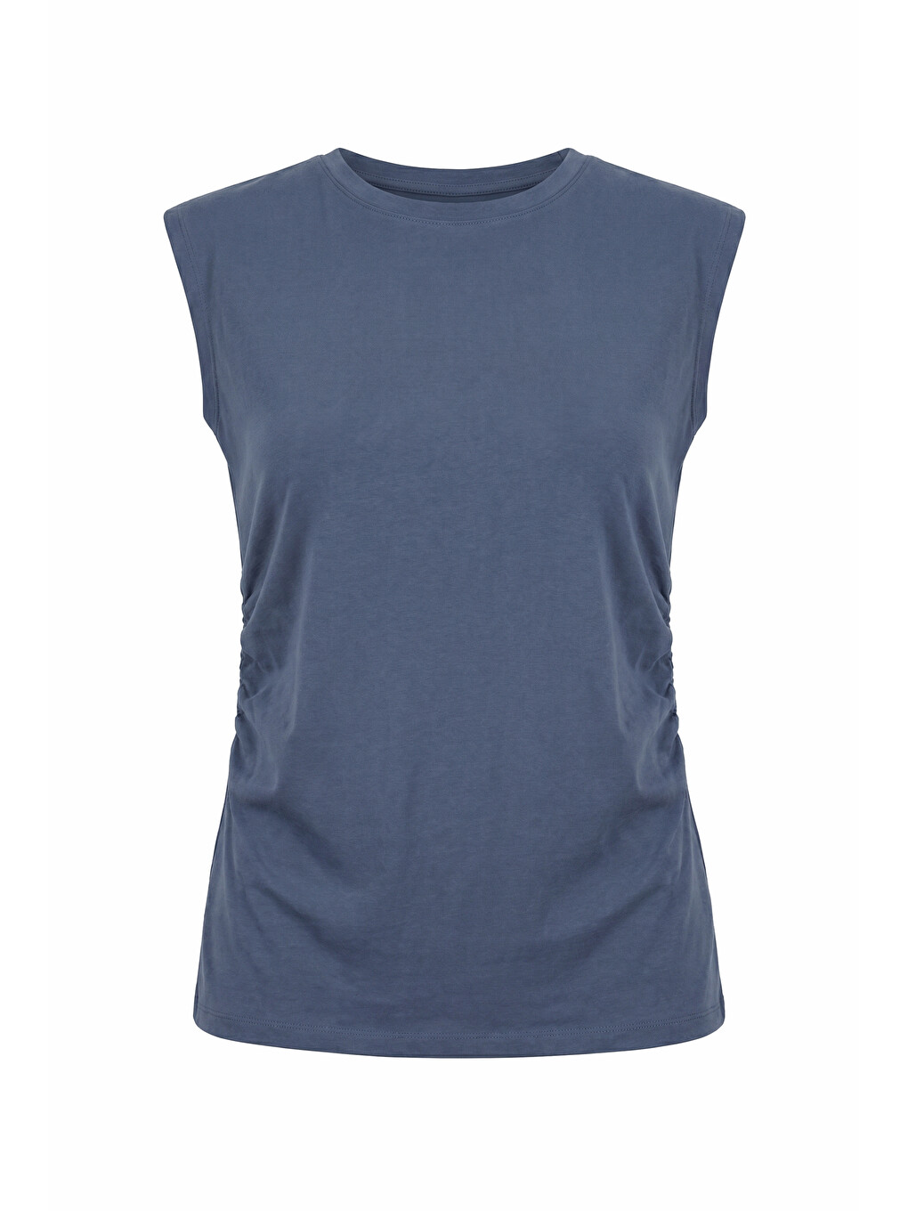 İndigo Beli Lastikli Uzun T-shirt-2