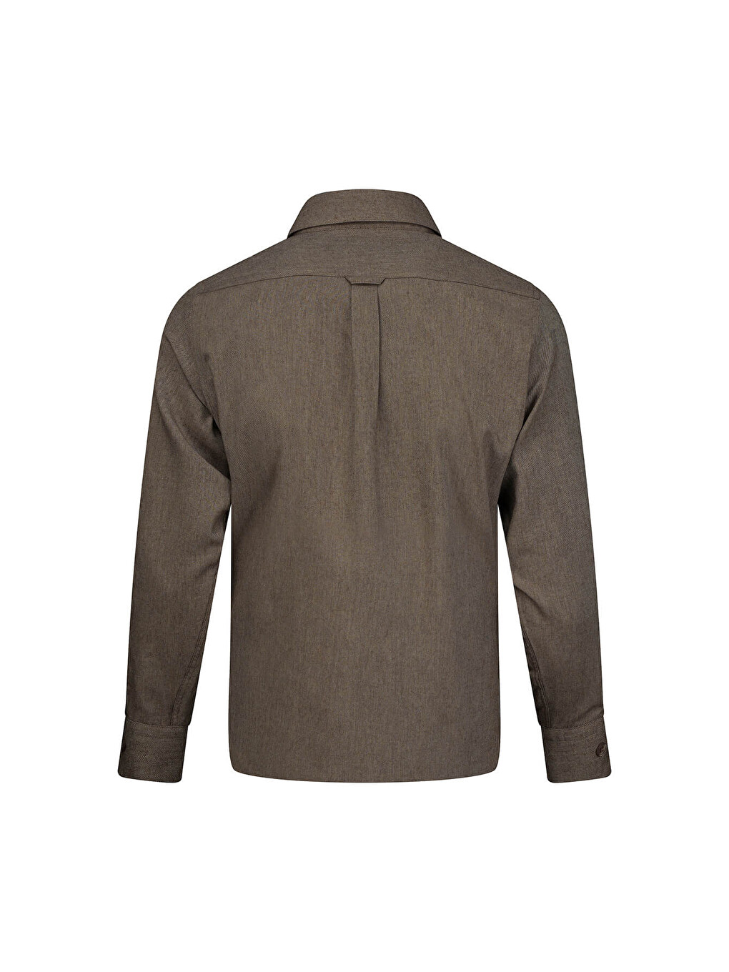 Kahverengi Slim Fit Düğmeli Yaka Pamuklu Uzun Kollu Spor Gömlek-2