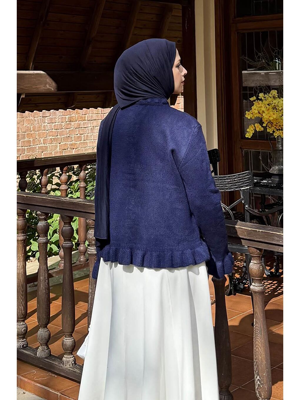 Fırfır Detaylı Hırka Lacivert-3