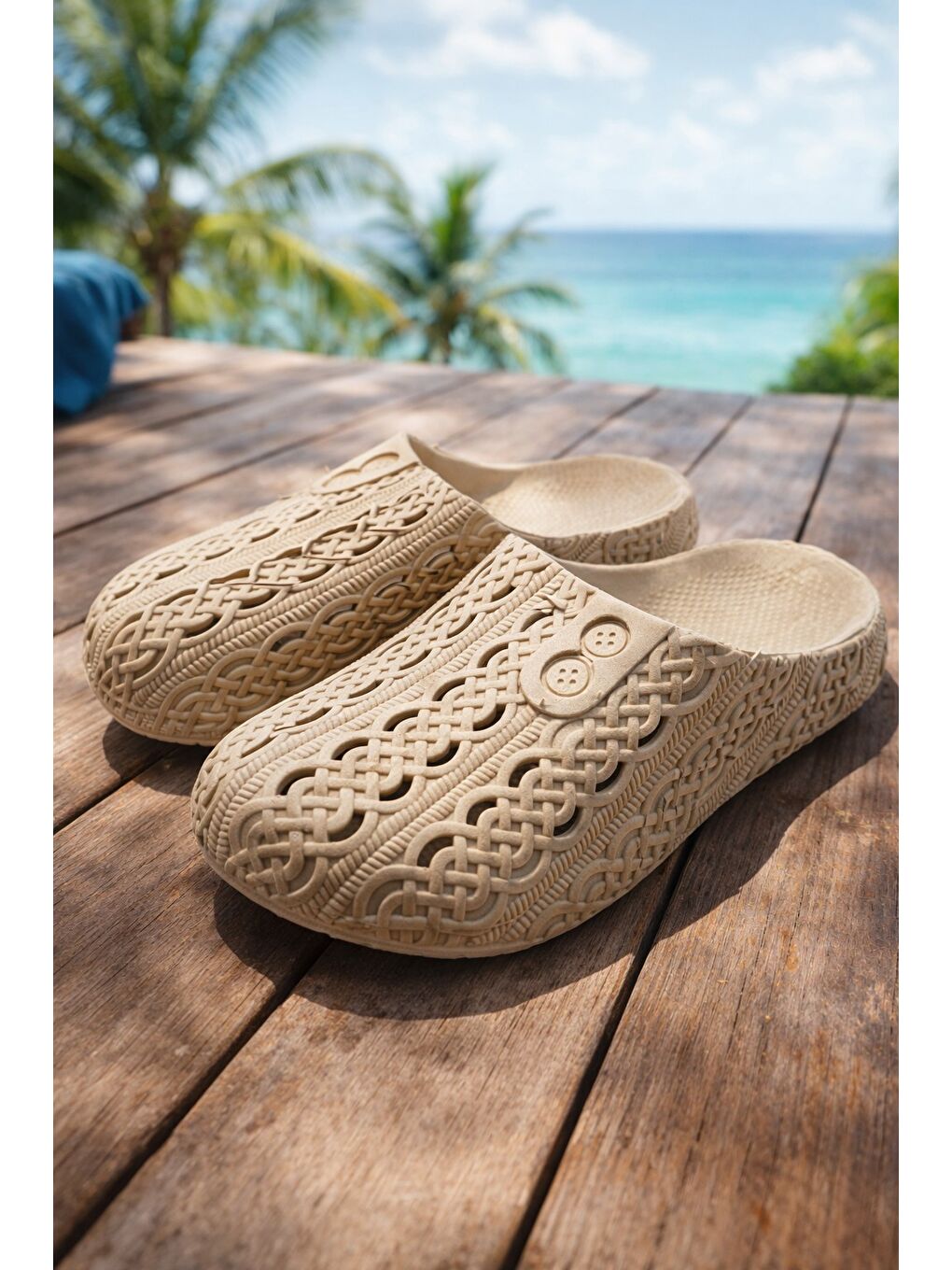 Bej ZENYRA Kapalı Kadın Terlik Kaymaz Taban Plaj Deniz Havuz Terliği Hastane Mutfak Balkon Terliği