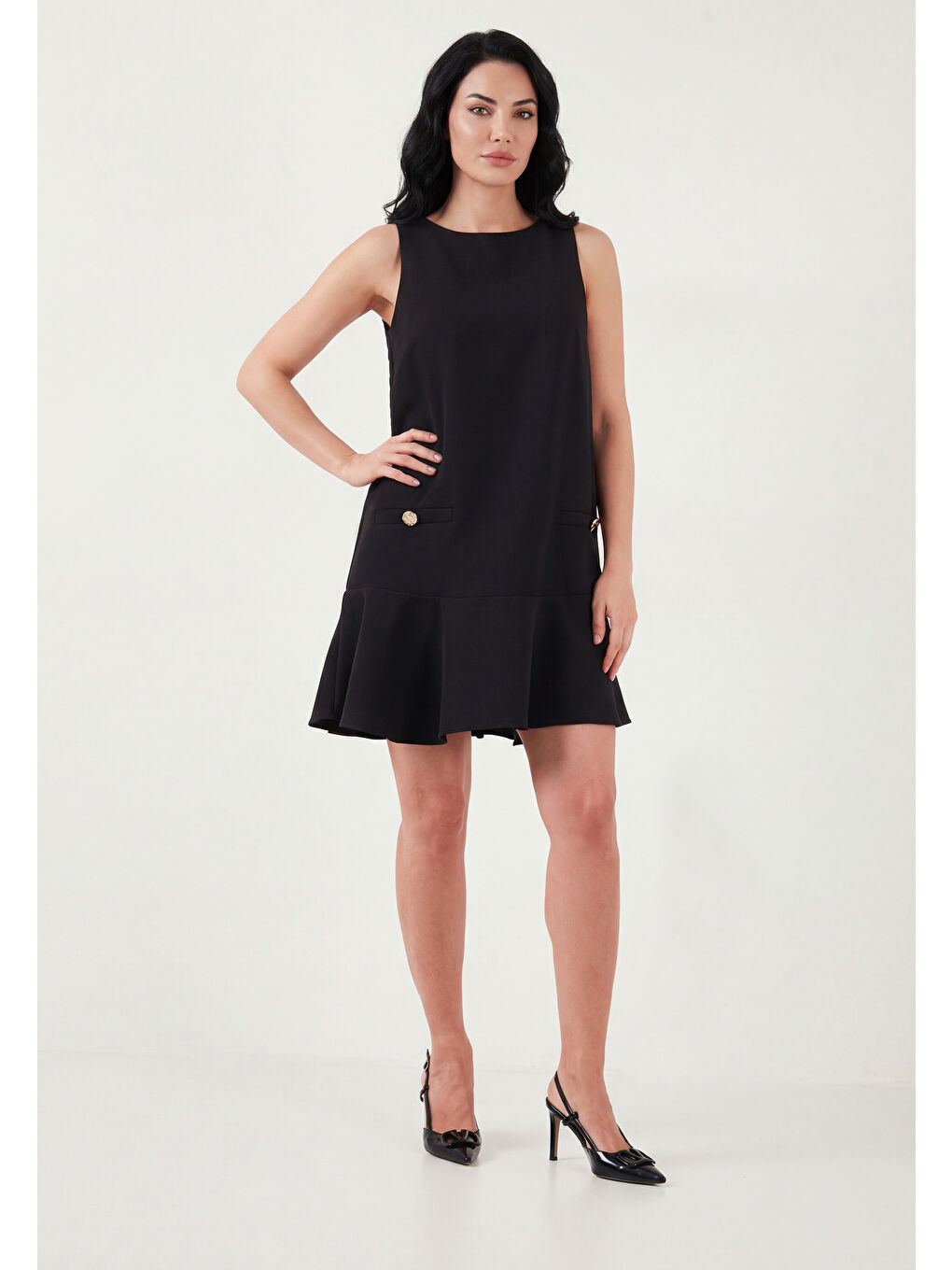 Siyah Kolsuz Mini Boy Cepli Elbise 6525734-4