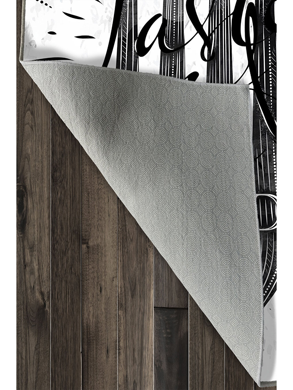 Beyaz Dekoratif Özel Tasarım Yıkanabilir İnce Kaymaz Tabanlı Modern Halı KECE FR42-4