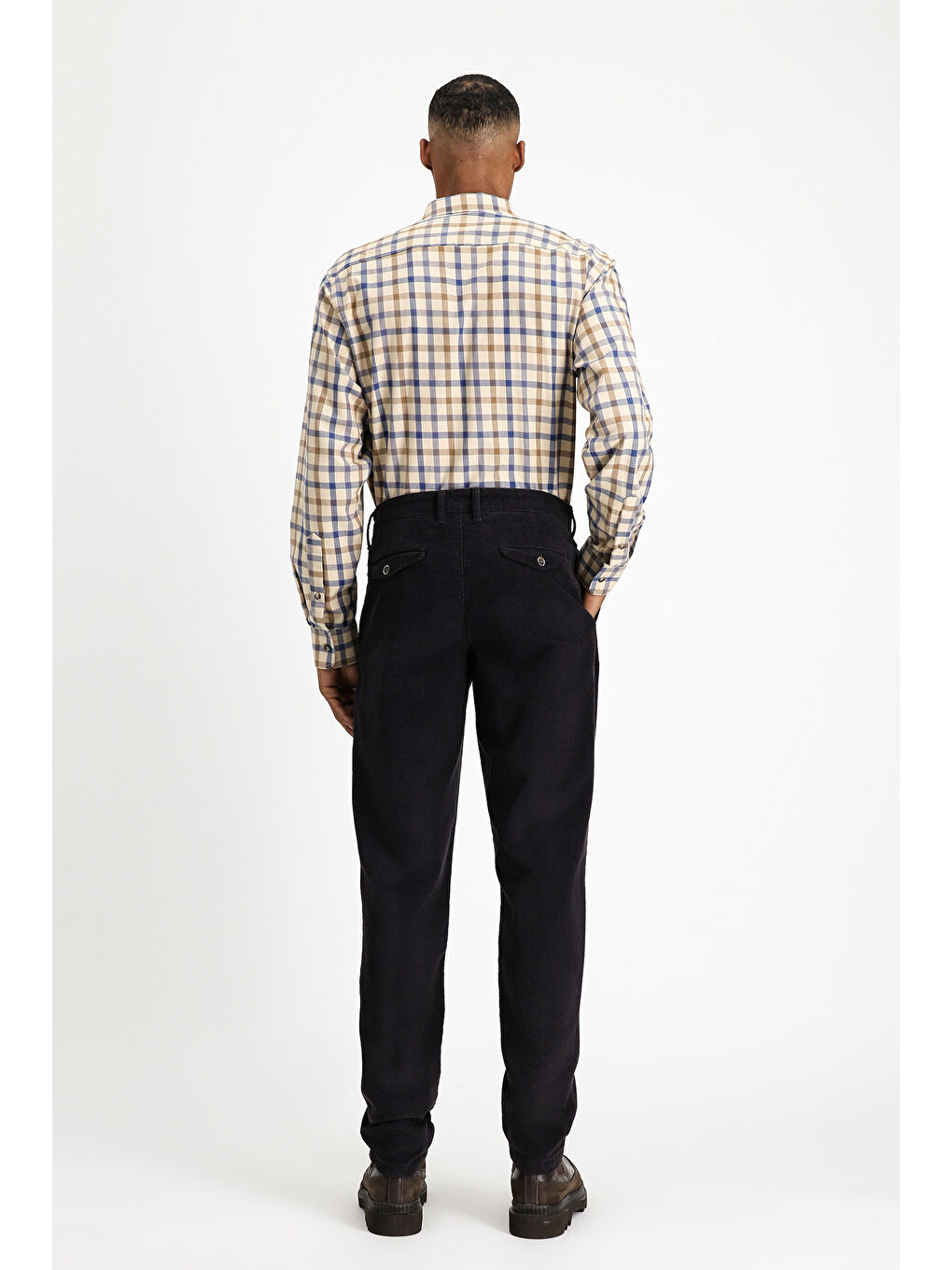 Antrasit Regular Fit Elastanlı Pileli Kadife Pantolon-3