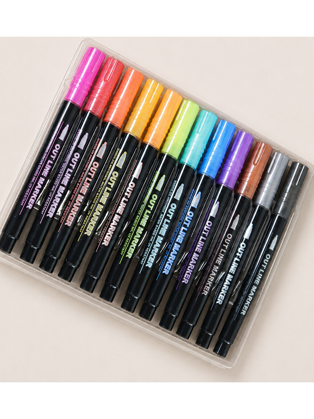 12 Renk Gümüş Yaldızlı Marker Set-1