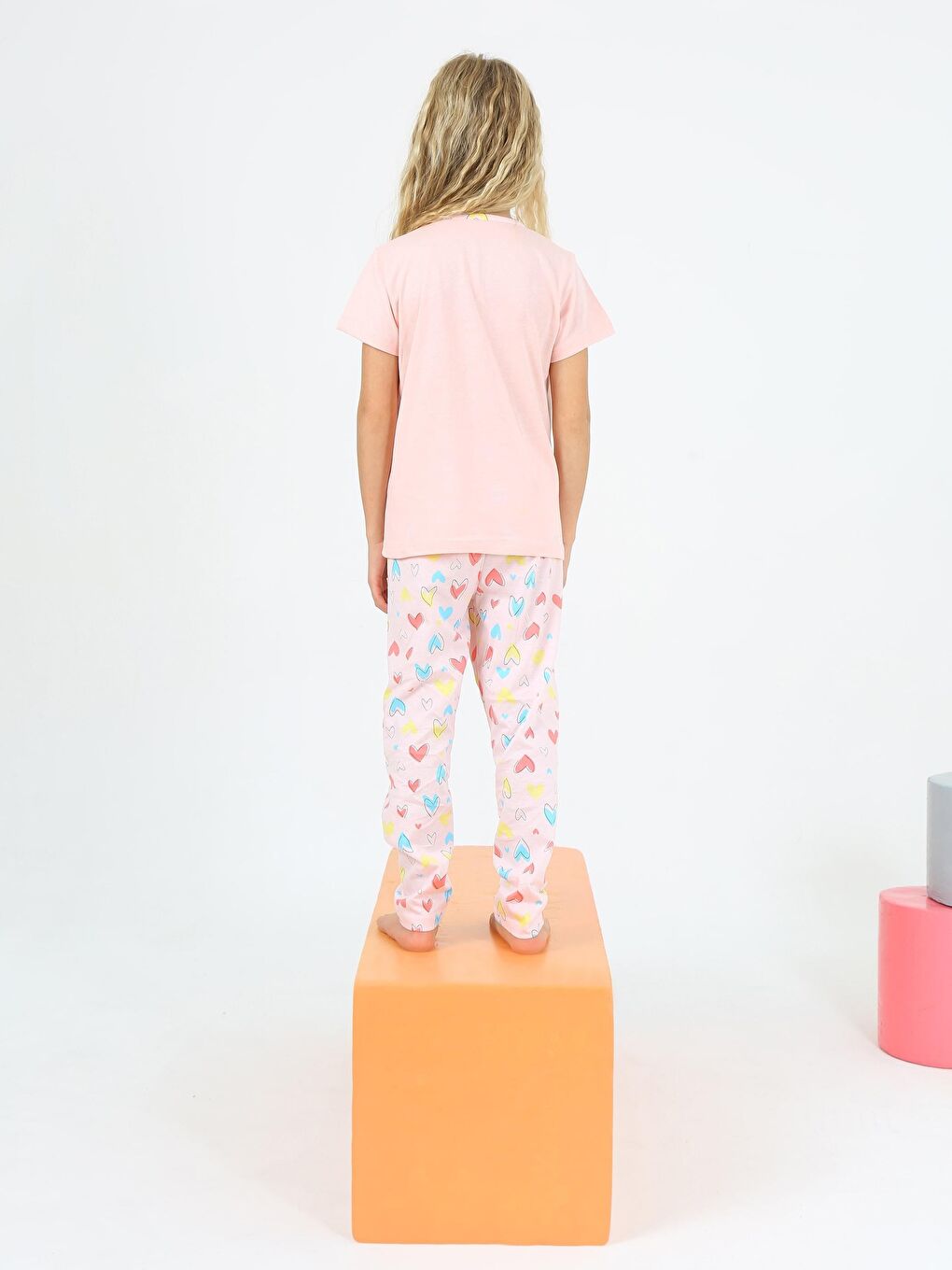 Pembe Kız Çocuk Kısa Kollu %100 Pamuklu Düğme Detaylı Dreamer Pijama Takımı-1