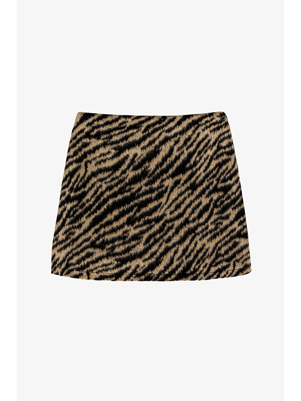 Kaplan Desenli A Kesim Kaşe Mini Etek Siyah-1