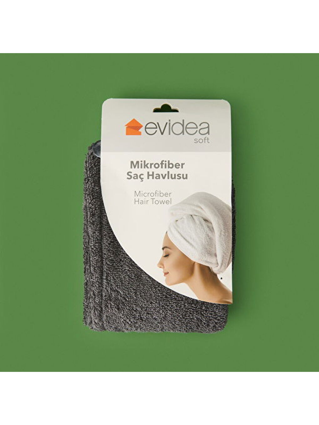 Evidea Soft Mikrofiber Saç Havlusu - Antrasit - 57x27 cm - 1