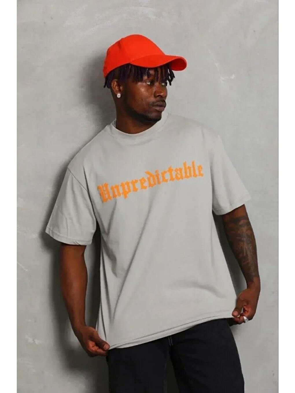 Gri Erkek Baskılı Tişört-1