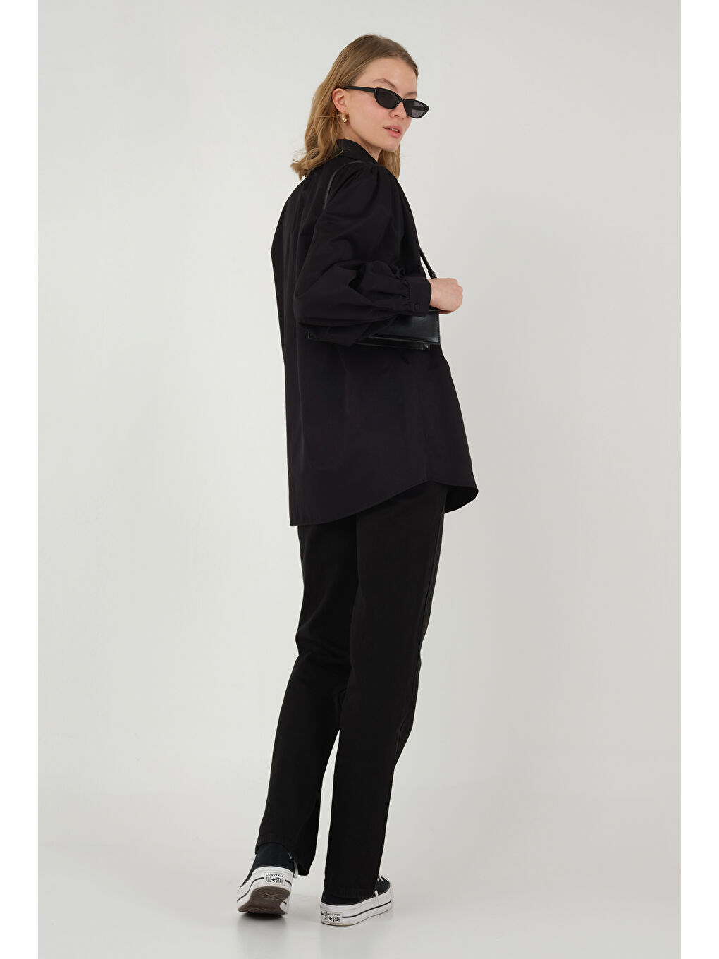 Balon Kol Gömlek Siyah-4