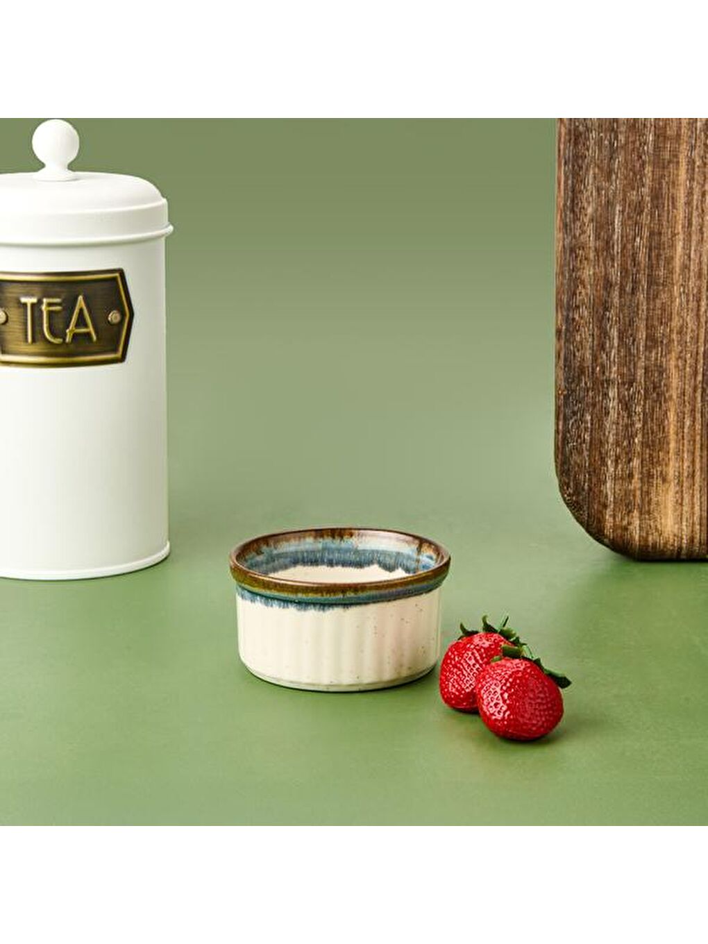 Porselen Sufle Kabı - Mavi - 9 cm