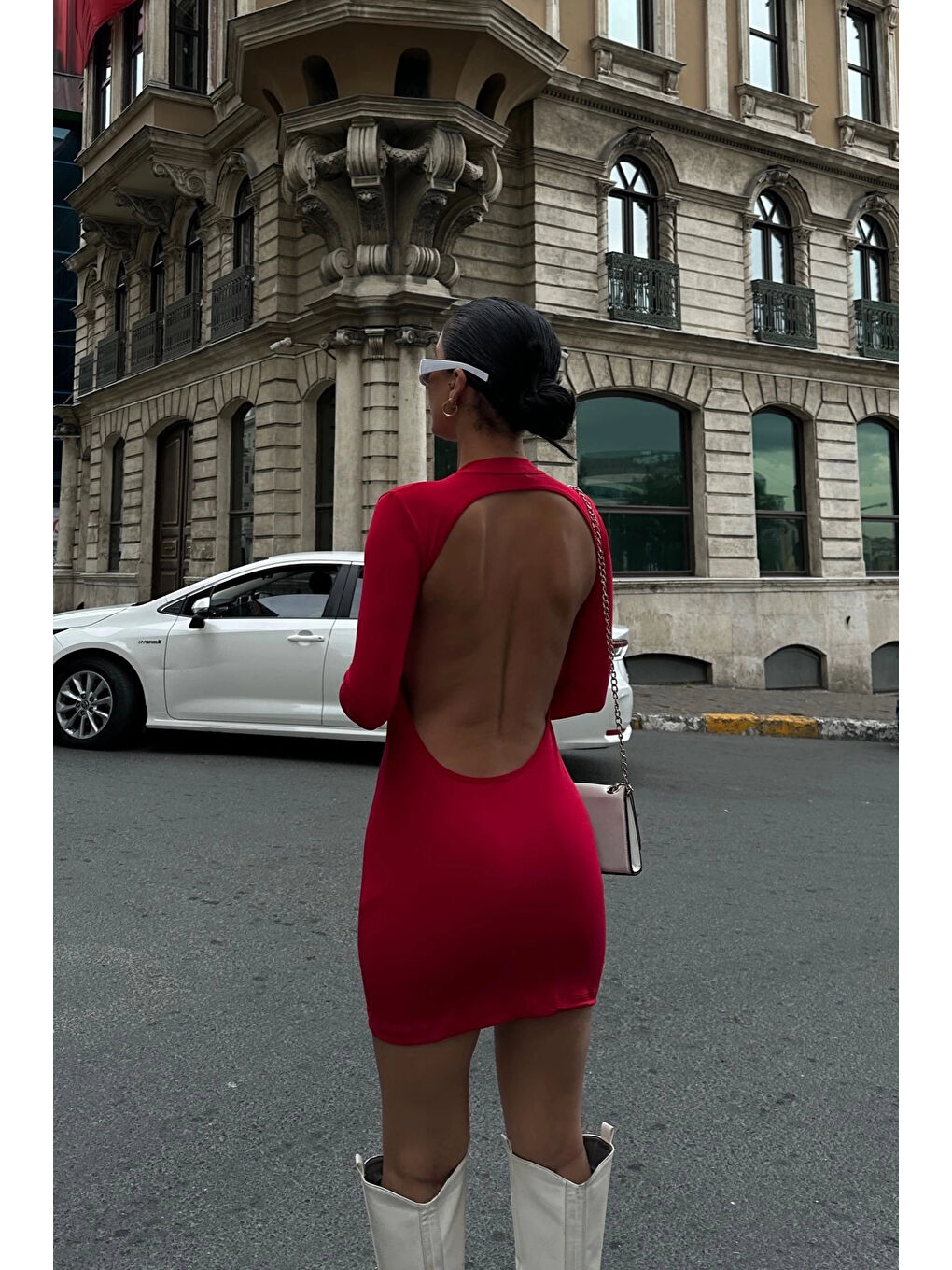 Kadın Kırmızı Sırt Dekolte Elbise 1026-0032-2