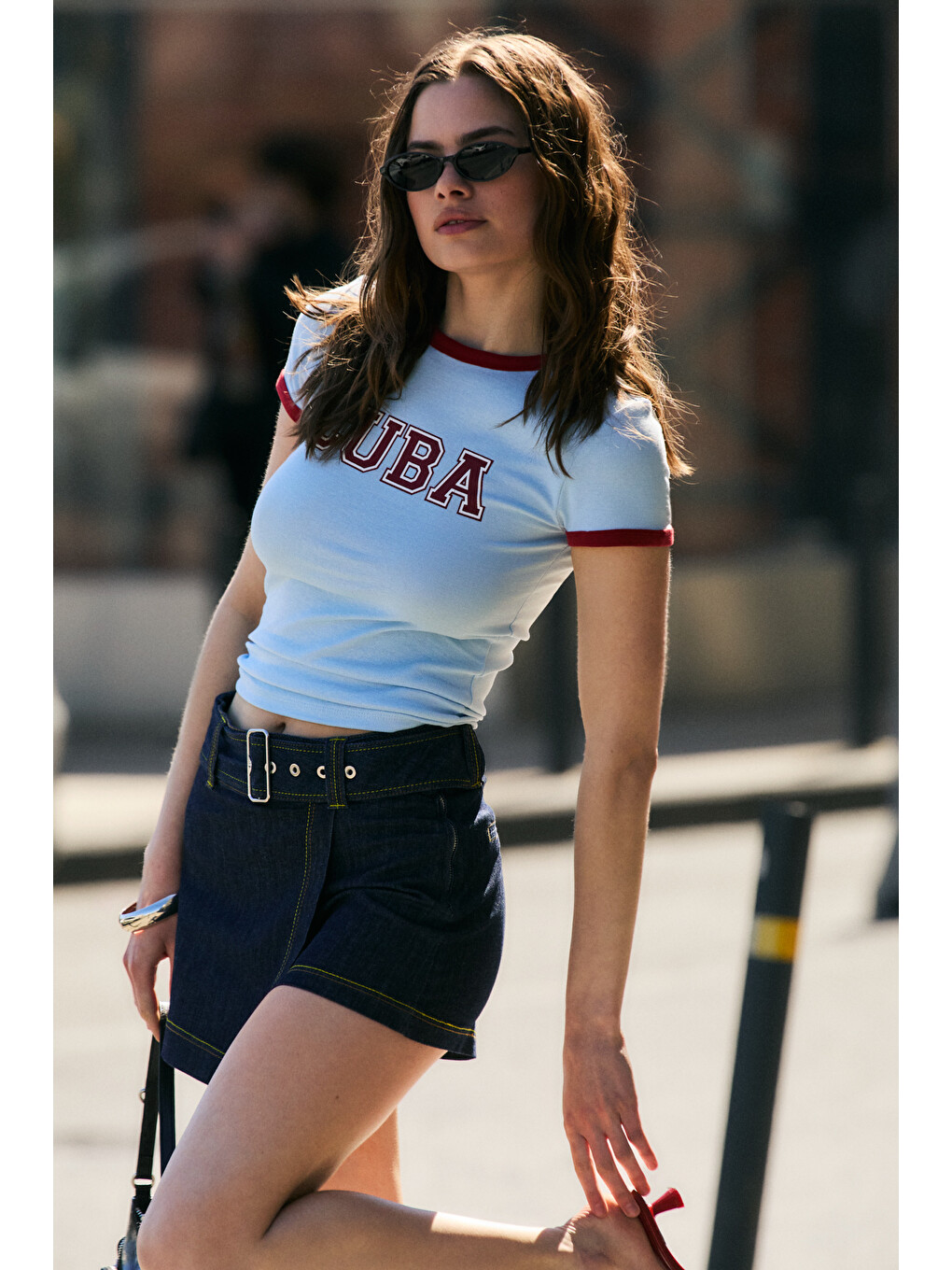 Mavi WREN Kadın Yumuşak Ve Esnek Kumaşlıi Baskı Detaylı Slim MAVİ T-Shirt-1