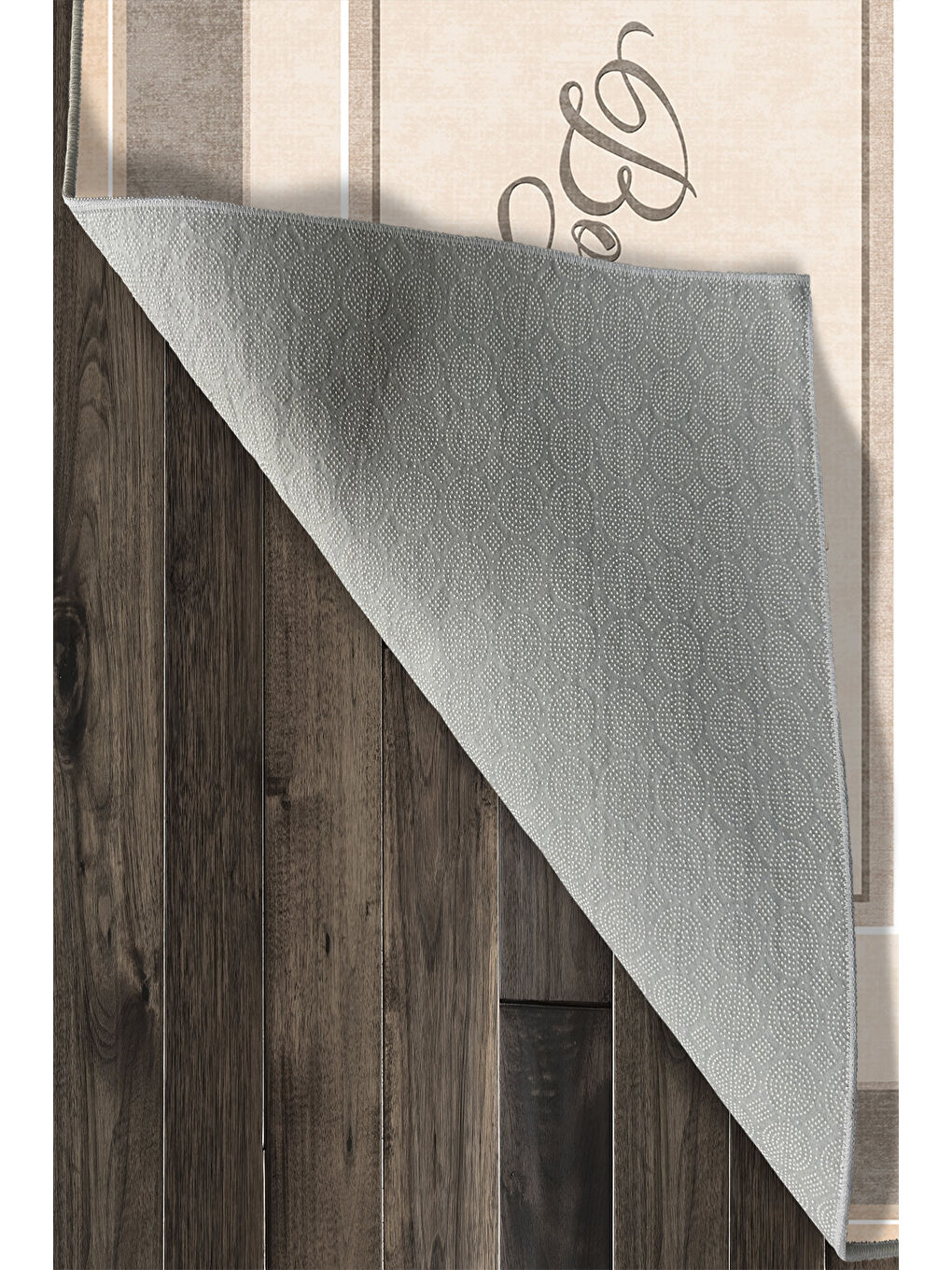 Ekru Dekoratif Özel Tasarım Yıkanabilir İnce Kaymaz Tabanlı Modern Halı KECE FR41-4