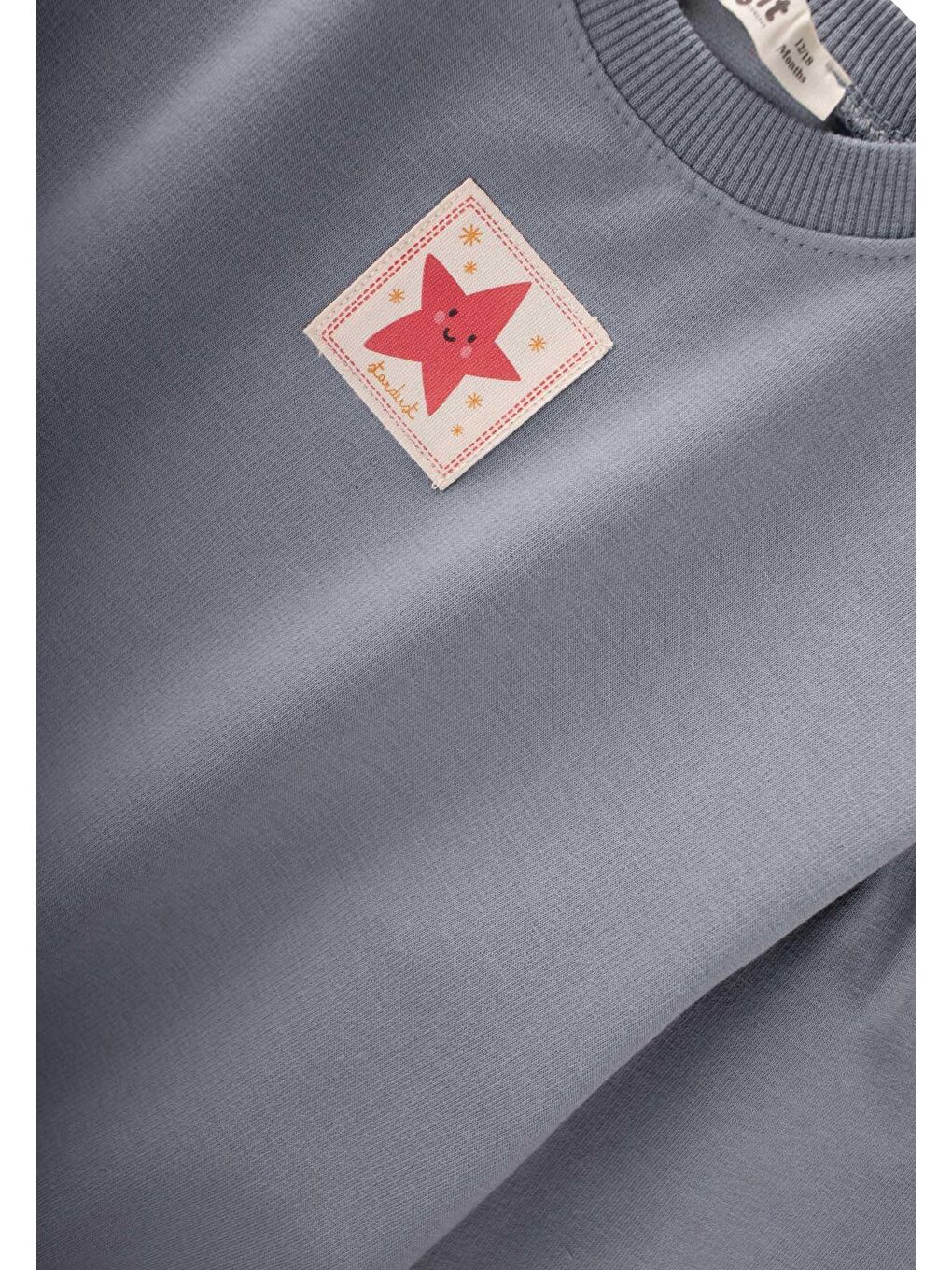 Etiket Detaylı Sweatshirt Takım 1-7 Yaş Mint Yeşil-2