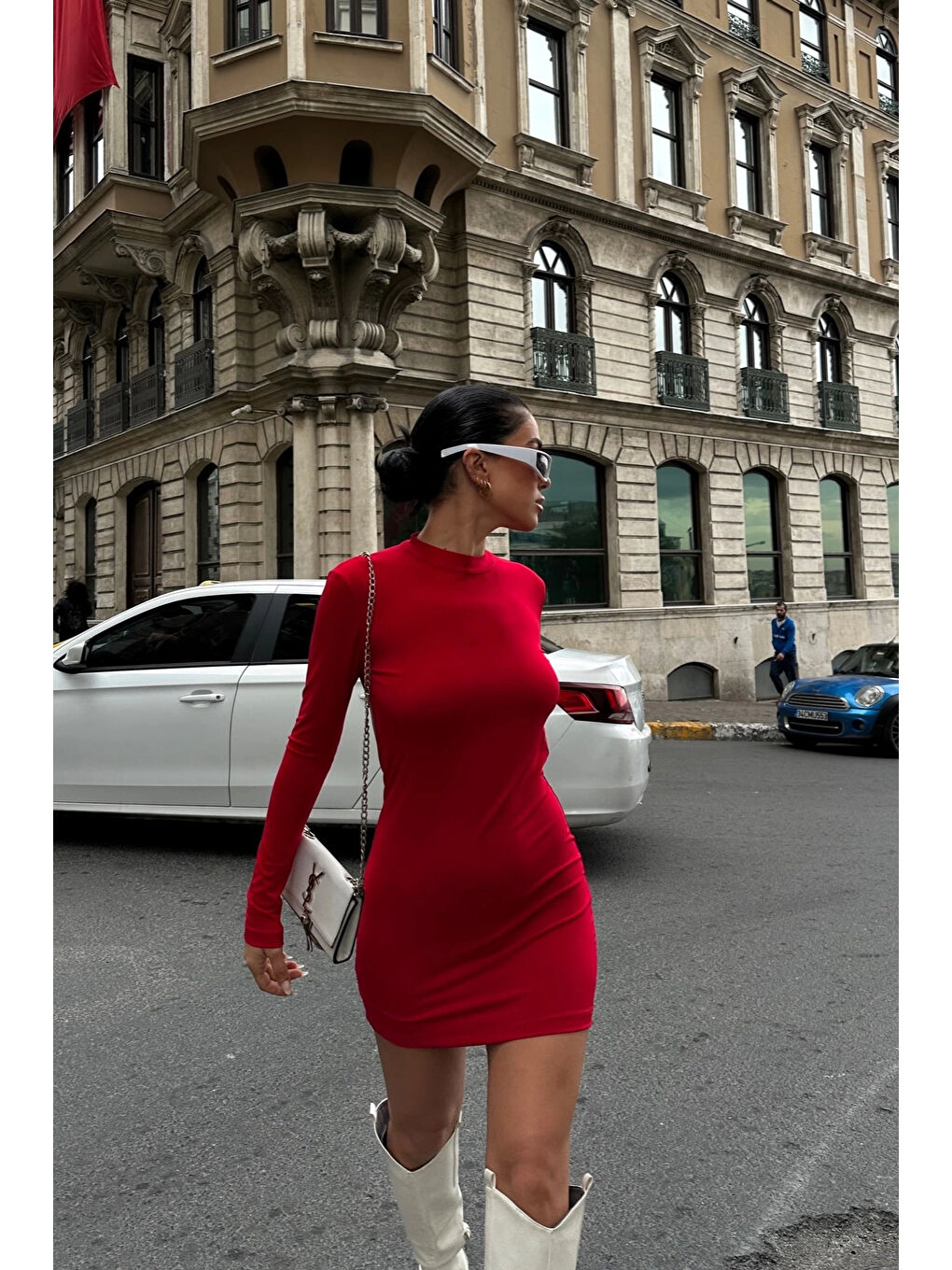 Kadın Kırmızı Sırt Dekolte Elbise 1026-0032-3