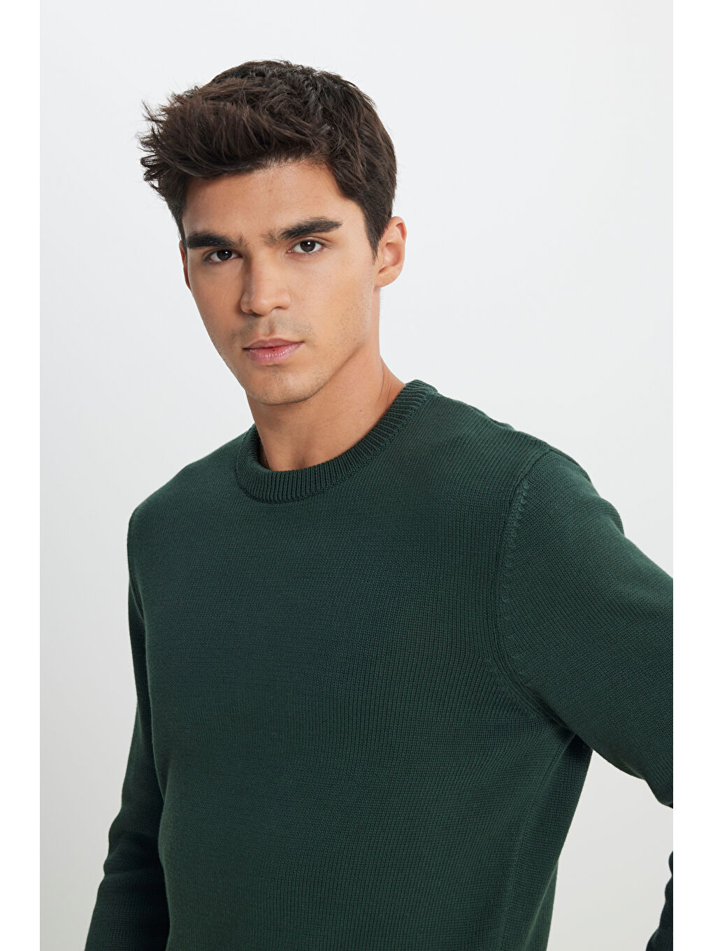 Regular Fit Normal Kesim Haki Triko Kazak-3