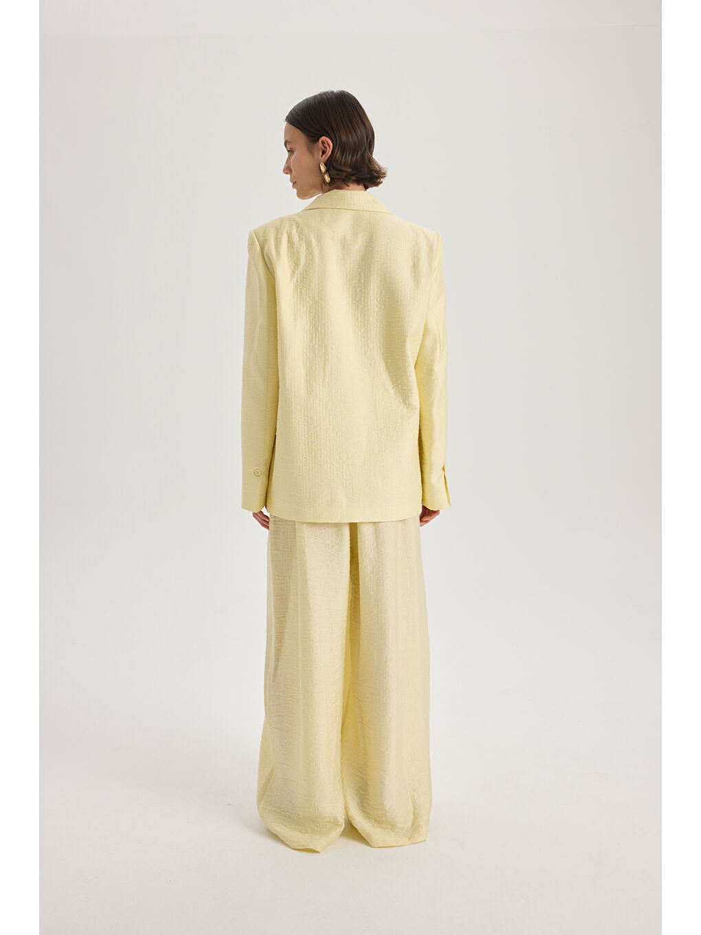 Arisa Kemer Detay Sarı Blazer Ceket-2