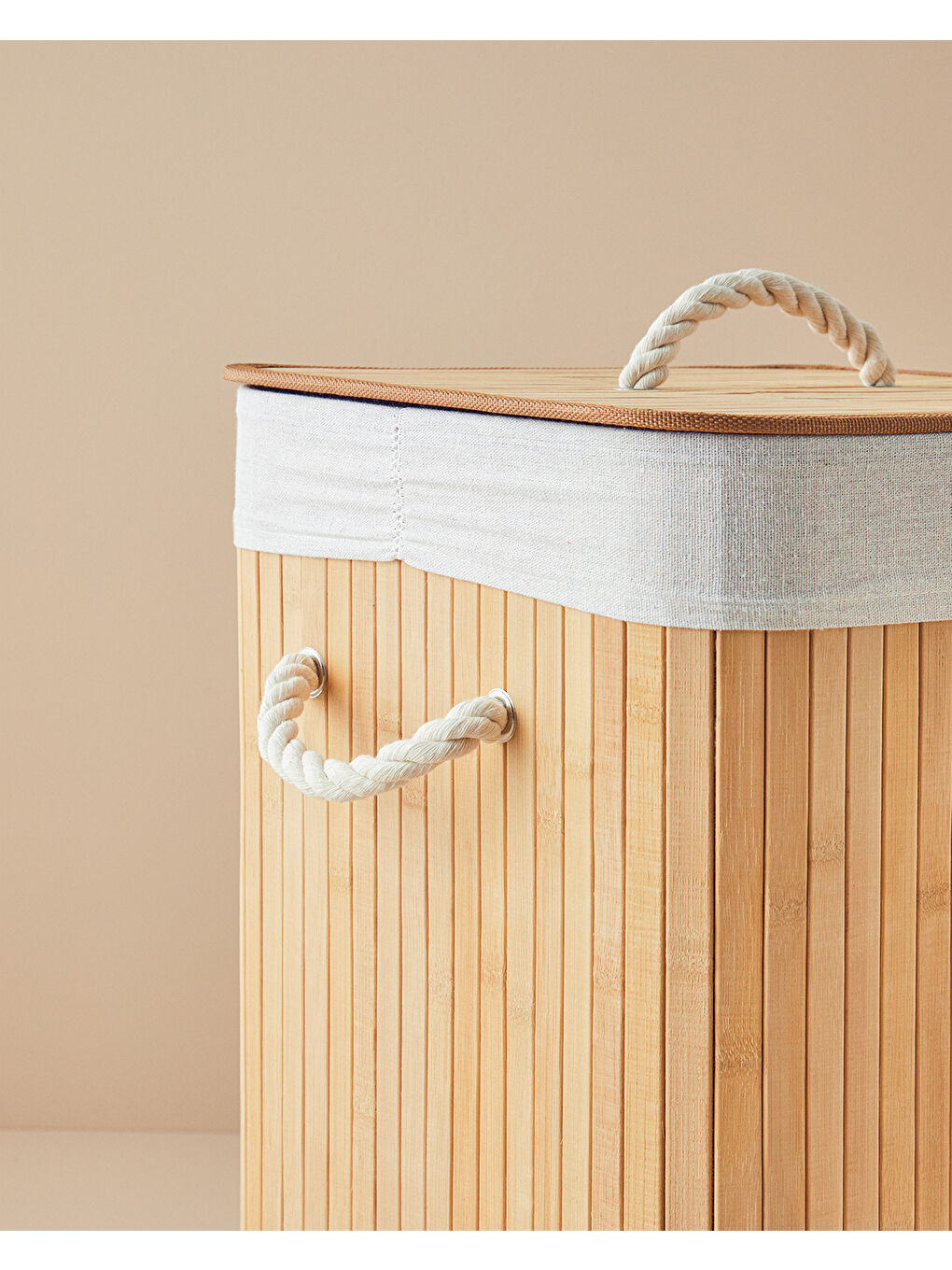 Fancy Katlanabilir Çamaşır Sepeti Bej-3