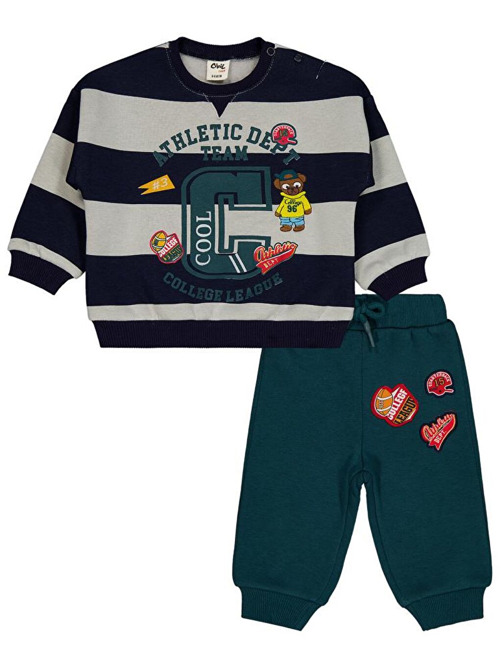 Lacivert Baby Çizgili 6-18 Ay Takım