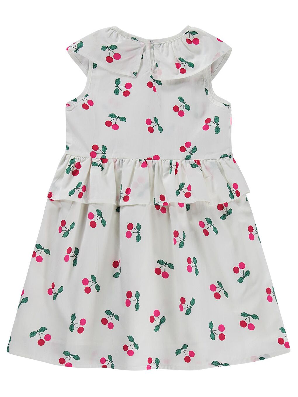 Girls Kiraz Baskılı 6-9 Yaş Elbise - Ekru 8-9 Yaş-1