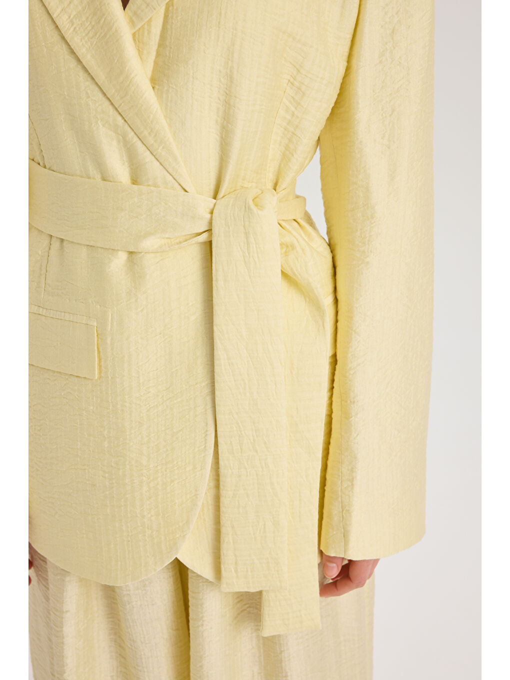 Arisa Kemer Detay Sarı Blazer Ceket-4