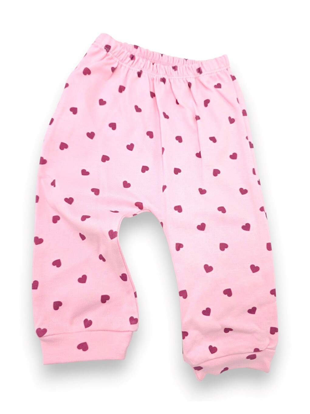 Pembe Kız Bebek Kalp Baskılı Bebe Yakalı 2'li Mevsimlik Alt Üst Takım-4