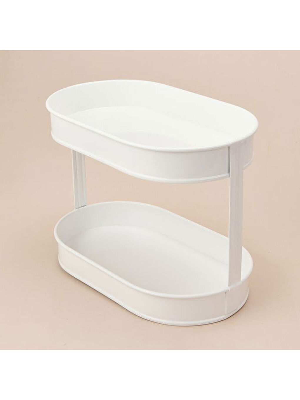 Bath 2 Katlı Oval Organizer - Beyaz - 32,5x19 cm