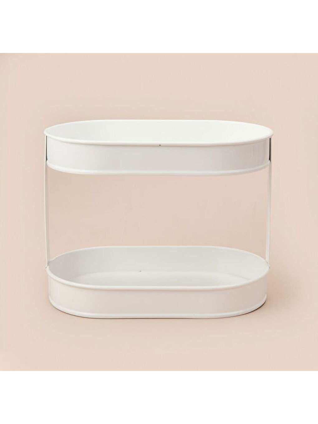 Bath 2 Katlı Oval Organizer - Beyaz - 32,5x19 cm-3