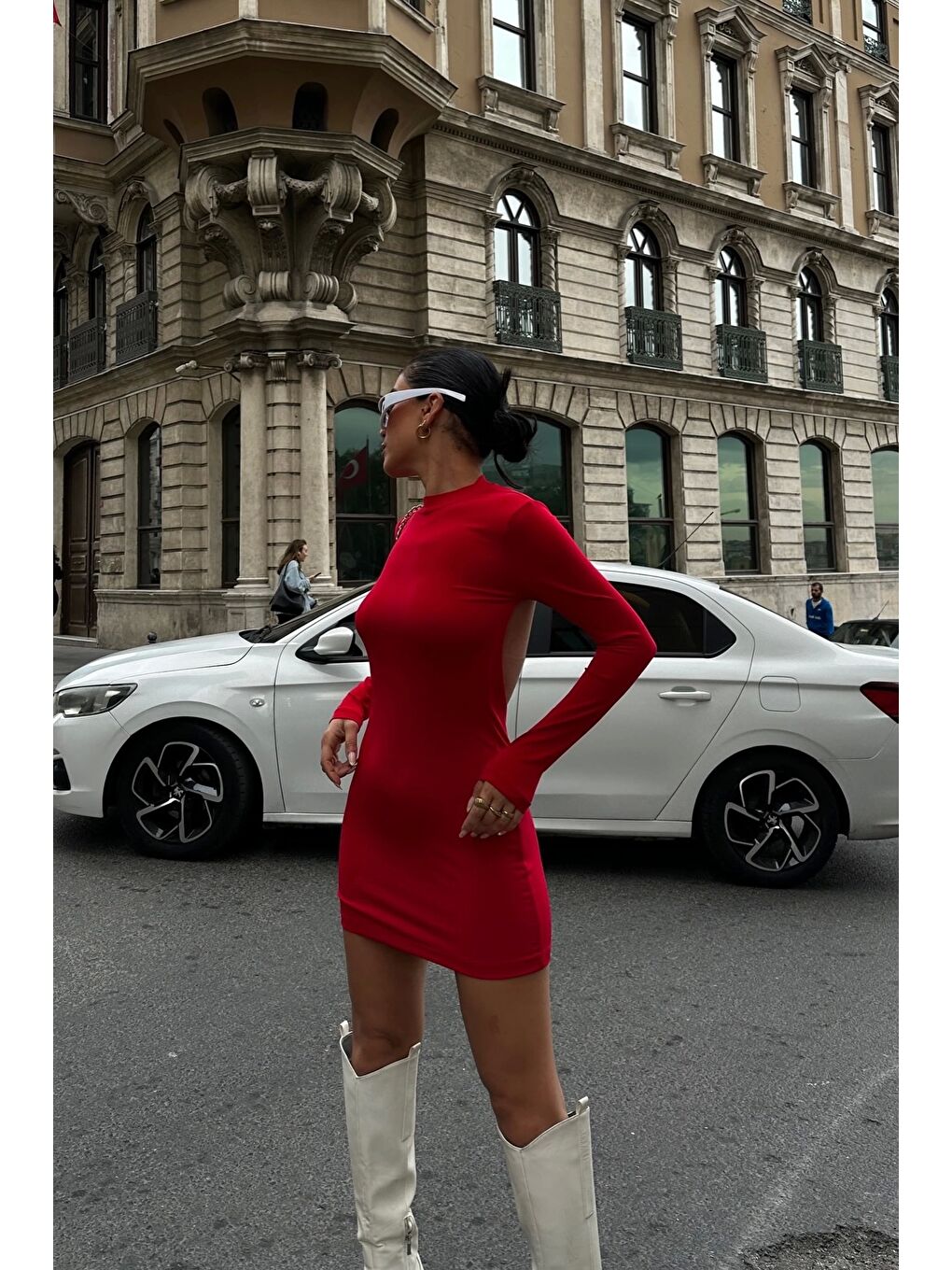 Kadın Kırmızı Sırt Dekolte Elbise 1026-0032-4