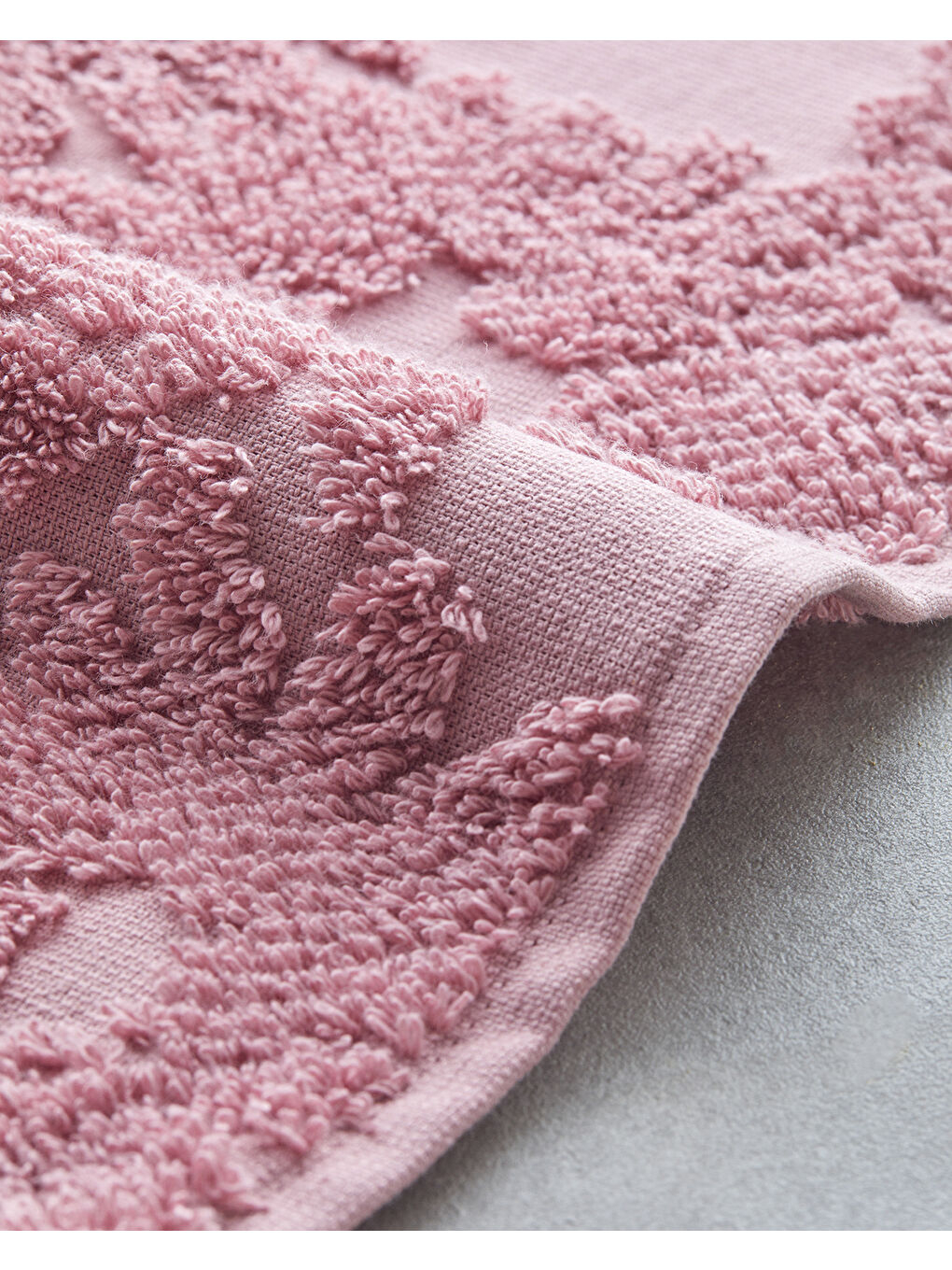 Flower Touch Pamuklu Jakarlı Yüz Havlusu 50x80 cm Pembe-1